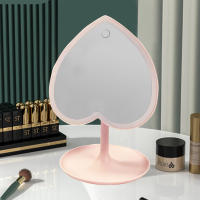 Espejo Maquillaje con Luz En Forma De Corazón Para Escritorio,3 Niveles de Brillo Ajustables para Baño - details 1