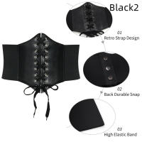 Cinturón de Corset Ajustable Diseño Ancho de Cuero PU con Encaje Gótico - details 7