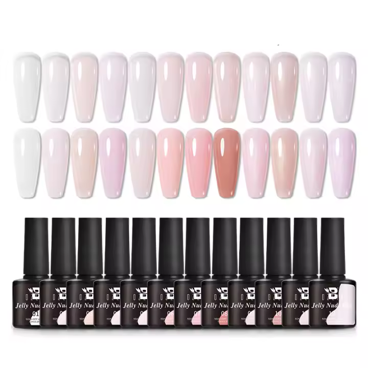 BOZLIN-Kit de Gel semipermanente UV LED para uñas, barniz para manicura, 12 piezas, Color rosa transparente - 1