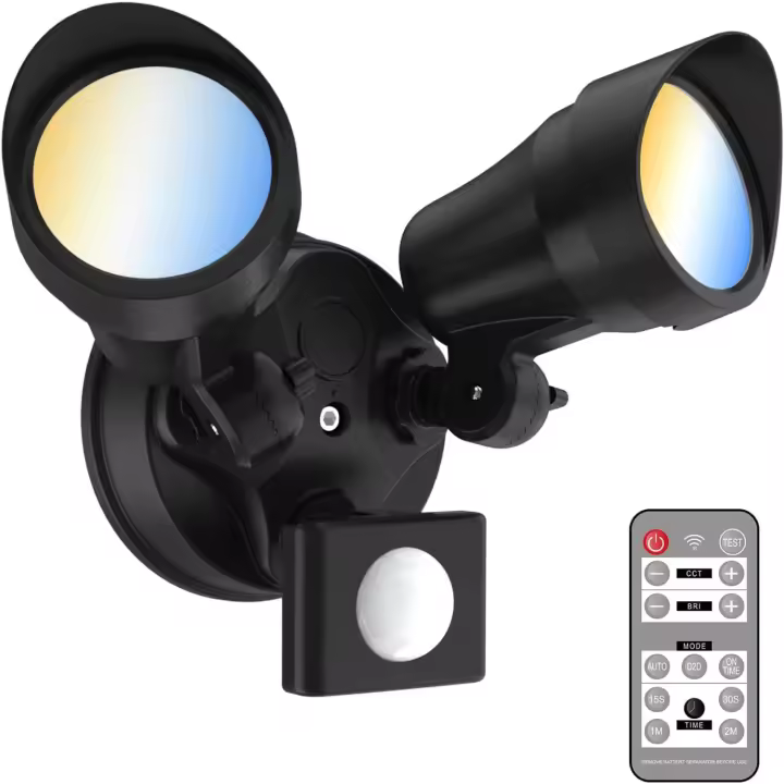 Luces LED de inundación con Sensor de movimiento, luces de seguridad ajustables para exteriores, 25W, 2000lm, BRI y 3000-6500K, IP65 - 1