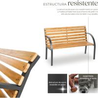 Banco de Jardín Exterior, Madera Lacada y Hierro Fundido, Diseño Elegante, Resistente y Estable, Patio y Terraza - Tradicional - details 5