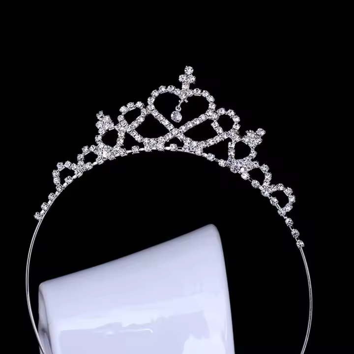 Tocados de fiesta de boda para niñas nobles, tocado de princesa, corona de cristal con diamantes de imitación, joyería para la cabeza, Tiaras para niños, diademas para niños - 1