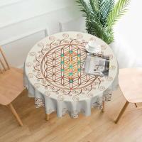 Mantel circular mandala, flor de loto de la vida, impermeable, resistente al aceite, 60 pulgadas, forma geométrica sagrada - details 58