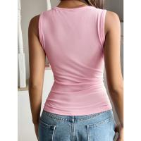 2025 primavera y verano europeo y americano casual slim-fit de punto de color sólido con fondo superior, chaleco de honda ropa de mujer - details 13
