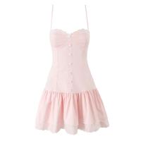 PB & ZA2025 dulce temperamento simple ajustado vestido con tirantes decorado con botones Falda corta novedad de verano ropa de mujer - details 1