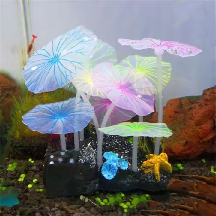 Seta, Plantas Artificiales, Adorno para Pecera, 9 Unidades por juego - 1