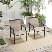 Jardin Exterior Textilene, Sillas Terraza Exterior Asiento Transpirable, Estructura De Metal, Respaldo Alto, 66 x 61 x 90 cm (2, café) - details 2