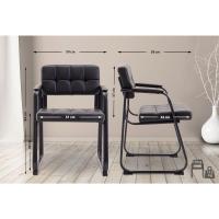 B Tapizada En Cuero Sintético I Silla De Espera con Reposabrazos I Silla Confidente con Base De Metal I Color:, Color:Negro - details 2