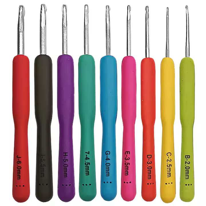 Agujas de Crochet de Aluminio Ergonómicas Juego de 1 Set Mango Suave y Cómodo para Tejer y Costura DIY Herramientas de Costura Peluche - 1