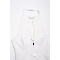 BUNO-Chaleco con lazo y espalda descubierta para mujer, Top calado sin mangas con cuello Halter, falda ajustada elegante, camisetas sin mangas femeninas Y2k, Top corto para oficina - details 13