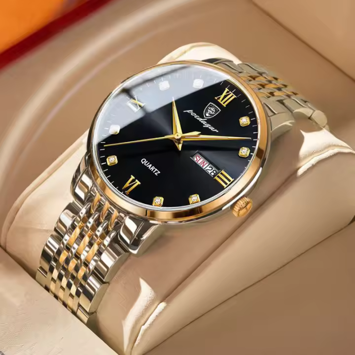 Reloj de marca suiza, reloj de cuarzo luminoso a prueba de agua para hombre, correa de acero de moda. - 1