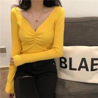 2025 suéter Sexy con cuello en V para mujer, Jersey de punto de otoño, Jersey elegante suave coreano ajustado de manga larga para mujer, Top básico nuevo de invierno - details 22