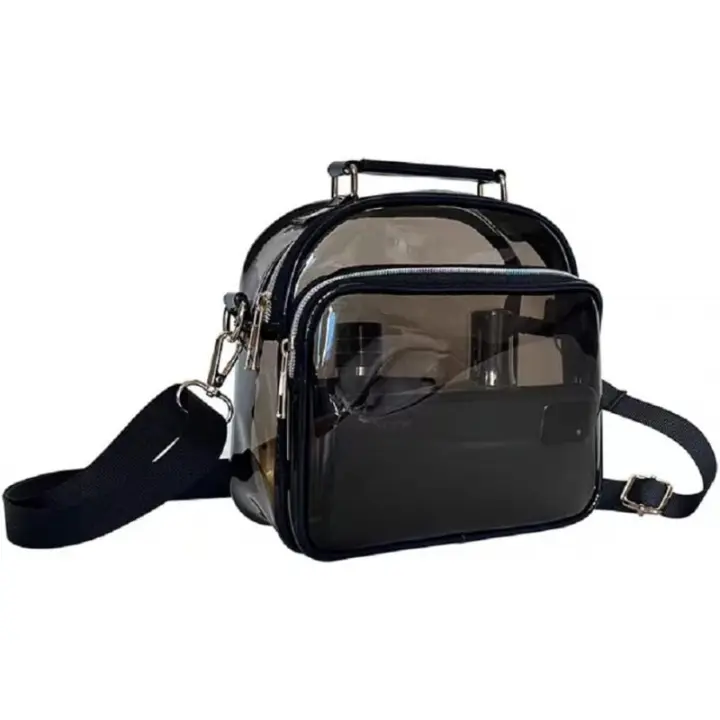 Bolso de hombro pequeño transparente para mujer, bolso cruzado informal de PVC, bolso de concierto, bolso de mensajero pequeño (negro, pequeño) - 1
