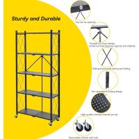 Estantería Plegable de Metal Negro 4 Niveles Carga Pesada Ideal para Cocina, Oficina, Garaje - details 9