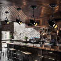 Foco de hierro forjado negro Vintage, lámpara de acento E27, ajustable en pared o techo montaje empotrado, iluminación para Loft, cafetería, Bar, tienda - details 9