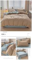 Juego de cama: Sábana ajustable de algodón lavado puro de cuatro piezas, funda de edredón, juego de tres piezas de cama individual para dormitorio de estudiantes: Sábana, funda, - details 24