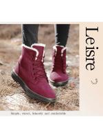 Botas de nieve cálidas antideslizantes para mujer, botines impermeables al aire libre, zapatos de senderismo de piel, zapatillas de felpa con cordones, Invierno - details 9