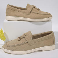 Nuevos mocasines planos de ante con punta redonda de talla grande para mujer, zapatos informales sin cordones - details 18