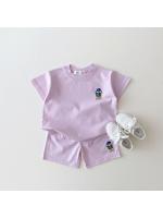 Versión coreana ins ropa de los niños de color caramelo de algodón casual de manga corta conjunto de bebé de dibujos animados oso camiseta pantalones cortos - details 3