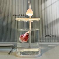 Pecera de paisaje acrílico de alta transparencia con luz LED, inastillable, para peces dorados, con tapa, para la sala de estar del hogar. - details 0