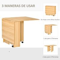 Mesa Plegable de Comedor Mesa de Cocina Plegable con Ruedas Alas Abatibles y Estantes para 4-6 Personas 75x140x74 cm Cemento Gris - details 12