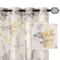 Cortinas de dormitorio, salón de Lino, Visillo Translúcido con Ojales, 2 Piezas - details 21