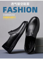 Primera capa de cuero de vaca, zapatos de negocios casuales, zapatos de cuero para hombre, zapatos con agujero hueco, zapatos de pedal ligero, sandalias casuales para hombre - details 2
