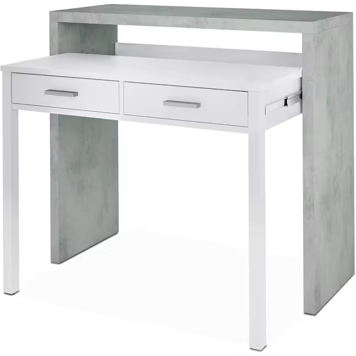 Estudio, Consola, Color Blanco Artik y Roble Canadiense, Medidas: 98,5 cm (Largo) x 36-70 cm (Fondo) x 87,5 cm (Alto) - 1