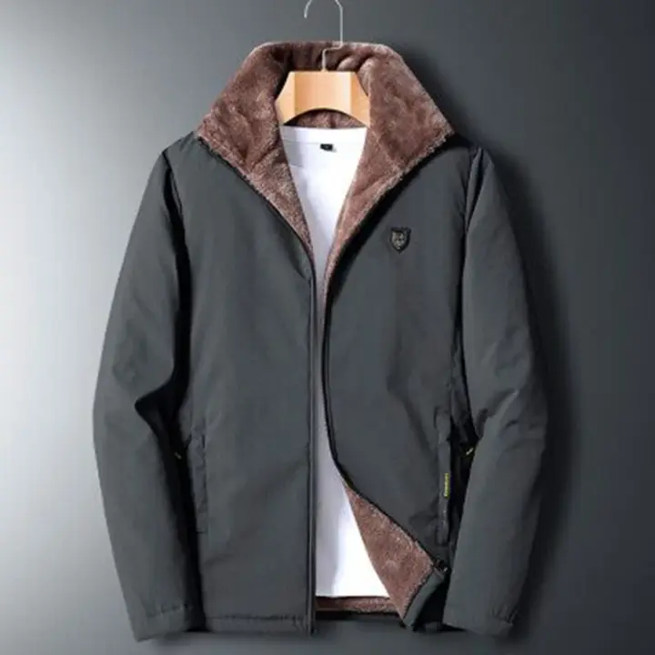 Chaqueta Abrigo de Moda para Hombres Cálida y Amplia de Talla Grande Estilo Casual Color Puro - 1