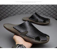Zapatos de playa de cuero de verano de gran tamaño 2022, sandalias de piel de vaca para exteriores de una palabra, sandalias para hombre - details 17