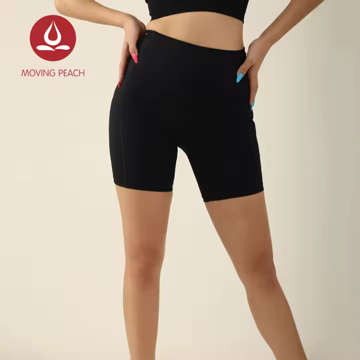 Pantalones cortos de mujer MOVING PEACH con bolsillos laterales para levantamiento de cadera pantalones deportivos gruesos y suaves transpirables de APC material exterior 75% Nylon + 25% Spandex - 1