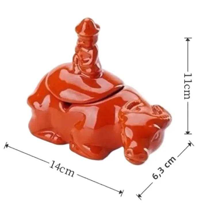 Adorno de mesa de cerámica, cenicero de rana verde, figura de té, accesorio de interiores para el hogar, decoración de escritorio. - 1