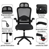 Silla de Oficina Ergonómica TLV-AM-HOC919-BLACK, de Escritorio, Giratoria, Ruedas, detalles.