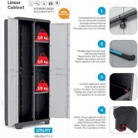 Armario Linear Escobero Almacenamiento de Resina con 2 Puertas y 3 Baldas Negro/Gris - details 4