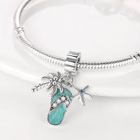 Colgante Charm Bead Plata de Ley 925 Coco Árbol Estrella de Mar Zapatillas Colgantes Pulsera Original para Fabricación de Joyas Regalo del Día de San Valentín - details 1
