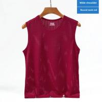 Chaleco de malla de seda de hielo para hombre, ropa interior de malla hueca de verano, camiseta deportiva fina de talla grande sin mangas, informal de moda - details 22