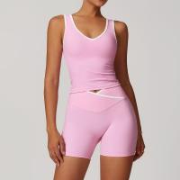 Conjunto deportivo cruzado de cintura alta para mujer, traje corto sin espalda, ajustado, desnudo, para Yoga, correr, Fitness - details 3