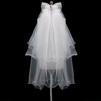 Velo de primera comunión para niñas de flores con lazo blanco santo para encaje con diamantes de imitación, peineta para el pelo para niños, tocado para fiesta de boda - details 0