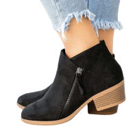 Botines de Tobillo Grueso de Talla Grande Puntiaguda, Lado con Cremallera, Perfecto para Jeans, Abrigo de Trench, Pantalones de Tobillo - details 7