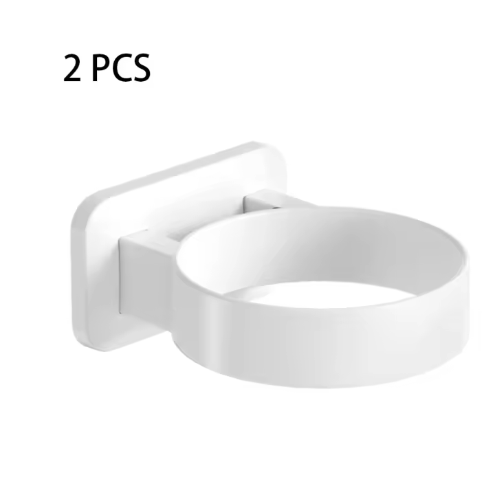 Estante de baño montado en la pared, accesorios sin perforaciones, soporte para secador de pelo, soporte fuerte para herramientas para el cabello, 2 uds. - 1