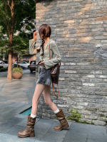 Botas de vaquero occidentales de cuero suave europeo y americano, botas de pila con hebilla de cinturón, botas medias, botas de caballero femenino, botas martin, botas femeninas - details 20