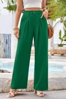 Pantalones de cintura alta para mujer, pantalones de vestir lisos a la moda, pantalones holgados de pierna recta para primavera y otoño - details 17