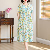 Elegante Vestido de Verano 2024 Estilo Vintage Suelto para Mujeres Cuello en V Casual - details 27
