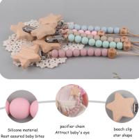 Soporte para chupete suave, cuentas de madera de haya, cordón de madera anticaída de calidad alimentaria, cadena de chupete para bebé, Clips para chupete, cadenas, cadena Molar - details 6