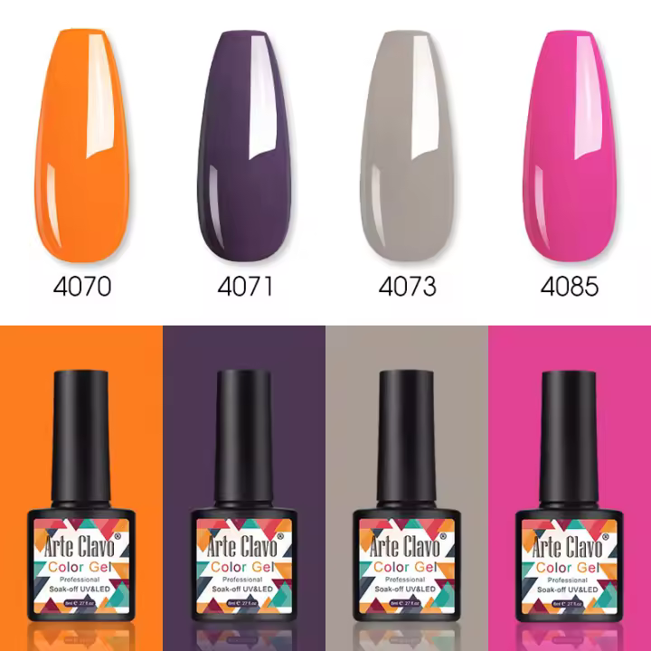 Arte Clavo-Kit de esmalte de uñas semipermanente, serie Macaron 4 piezas, todo para uñas, 8ml - 1