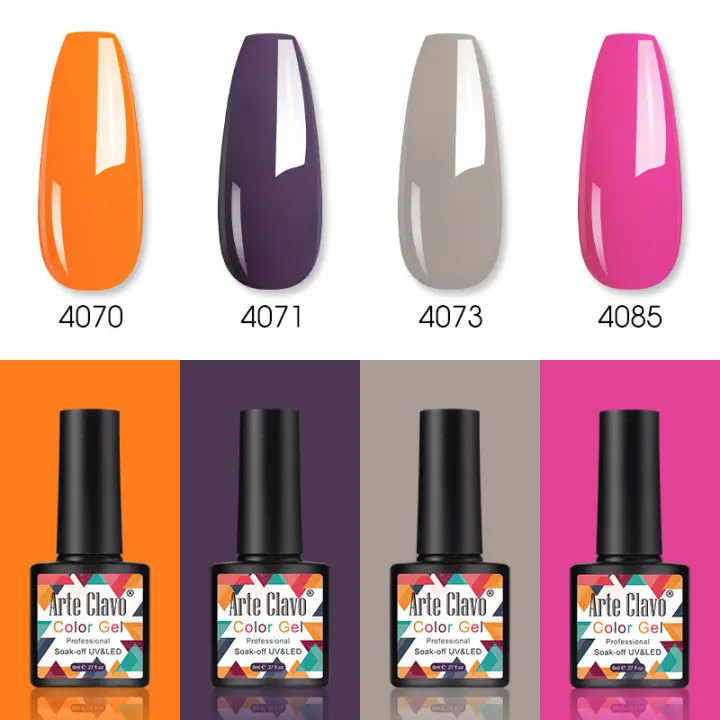 Arte Clavo-Kit de esmalte de uñas semipermanente, serie Macaron 4 piezas, todo para uñas, 8ml - 1