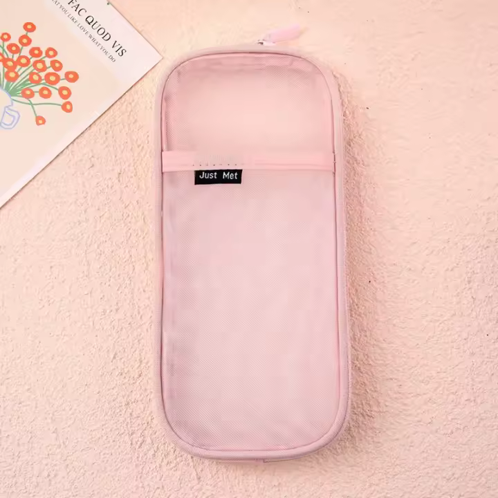 Estuche de lápices transparente de malla impermeable, bolsa de gran capacidad, papelería estética coreana, suministros escolares para niñas - 1