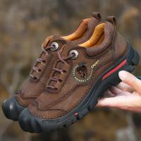 Zapatos De Senderismo Para Acampar Al Aire Libre, Zapatillas Deportivas De Cuero Genuino Para Hombre, Zapatos Informales De Viaje Para Hombre, Calzado Para Caminar Y Escalar - details 1