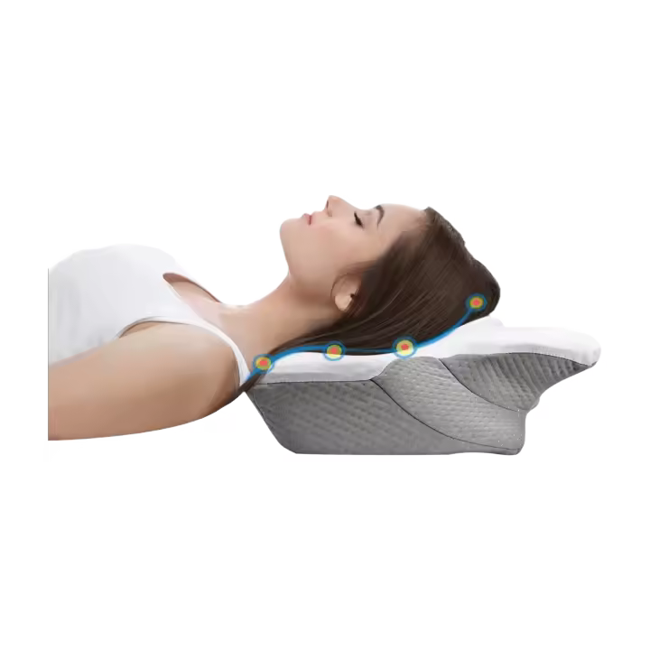 Almohada Ortopédica Pulatree Para Dolor De Cuello Y Hombros Sin Olor Espuma De Memoria Almohada Ergonómica Para Dormir Cervical De Poliéster Y Algodón - 1