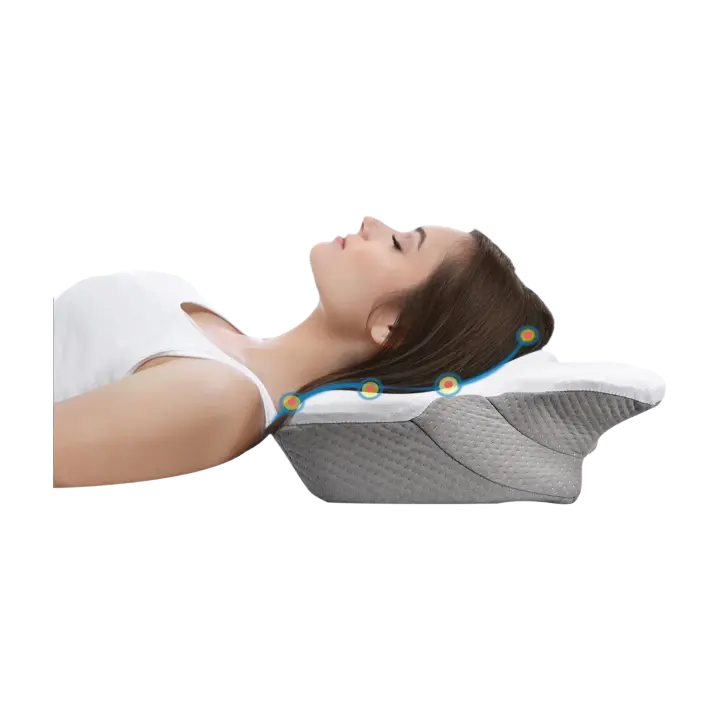 Almohada Ortopédica Pulatree Para Dolor De Cuello Y Hombros Sin Olor Espuma De Memoria Almohada Ergonómica Para Dormir Cervical De Poliéster Y Algodón - 1